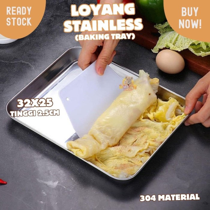 Baking tray Stainless 304 TEBAL nampan tinggi 2.5cm ukuran 32x25