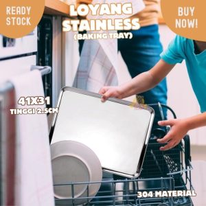 Baking tray Stainless 304 TEBAL nampan tinggi 2.5cm ukuran 41x31
