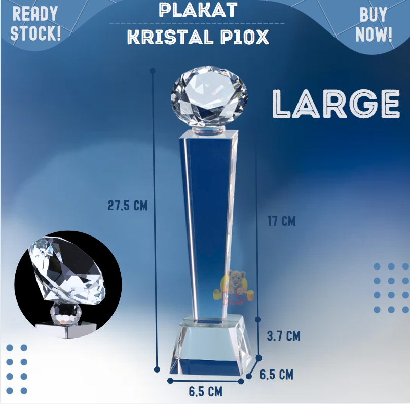 P10X-L NEW Plakat diamond kristal Trophy Crystal kaca Piala 27cm