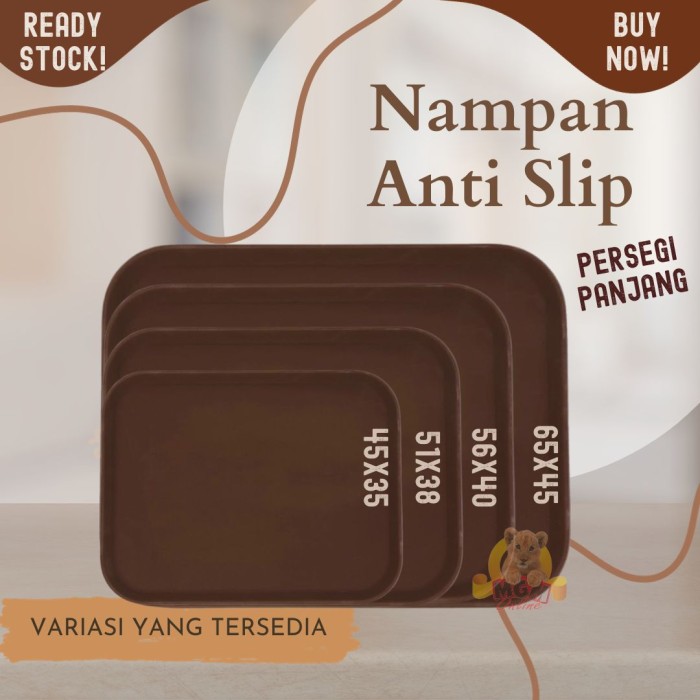 Nampan Anti Slip SegiPanjang 65x45cm non Slip Serving Tray lapis karet - Image 2