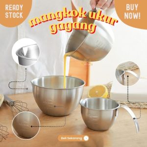 Gelas Ukur Stainless 250ml mangkok ukur 10cm dengan gagang