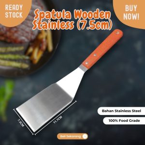 teppanyaki spatula stainless lebar 7.5cm Gang Kayu sodet martabak piza