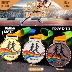 Medali TEBAL metal Lari running marathon sprint 7cm Free PITA Leher