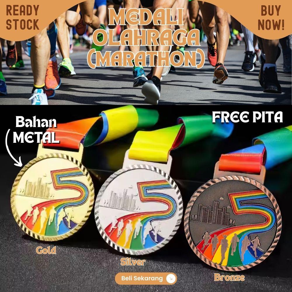 Medali TEBAL metal marathon lari Running CITY 7cm Free PITA Leher