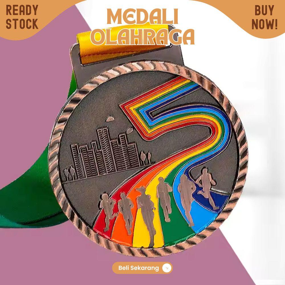 Medali TEBAL metal marathon lari Running CITY 7cm Free PITA Leher - Image 9