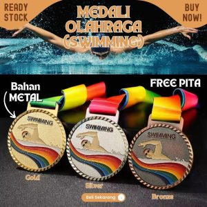 Medali TEBAL metal Swimming Renang 7cm Free PITA Leher