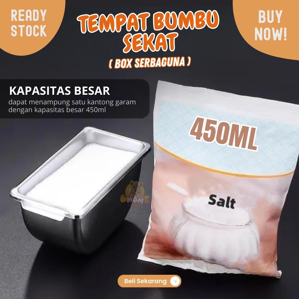 Tempat bumbu stainless 1x6 sekat segipanjang 450ml x6 dengan tutup - Image 4
