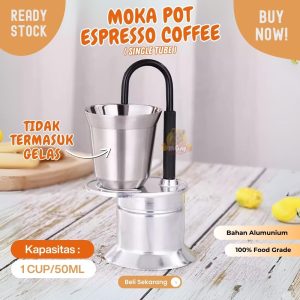 SINGLE Moka Pot 1Cup Espresso Coffee Maker 1corong alumunium
