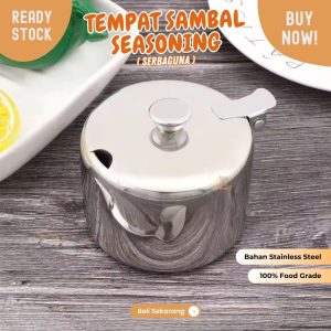 tempat sambal stainless 200ml dengan tutup 7cm wadah acar serbaguna