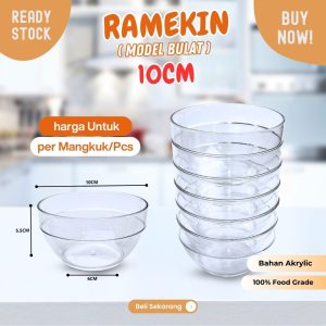 Mangkok BULAT ramekin 10cm akrylic wadah serbaguna bumbu buah snack
