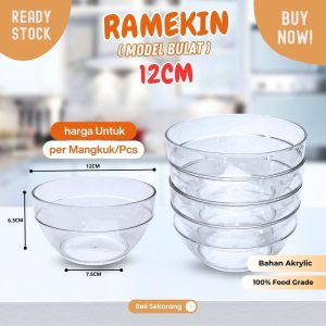 Mangkok BULAT ramekin 12cm akrylic wadah serbaguna bumbu buah snack