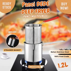 Panci DEDE deep fryer stainless Tebal multifungsi rebus goreng 1200ml