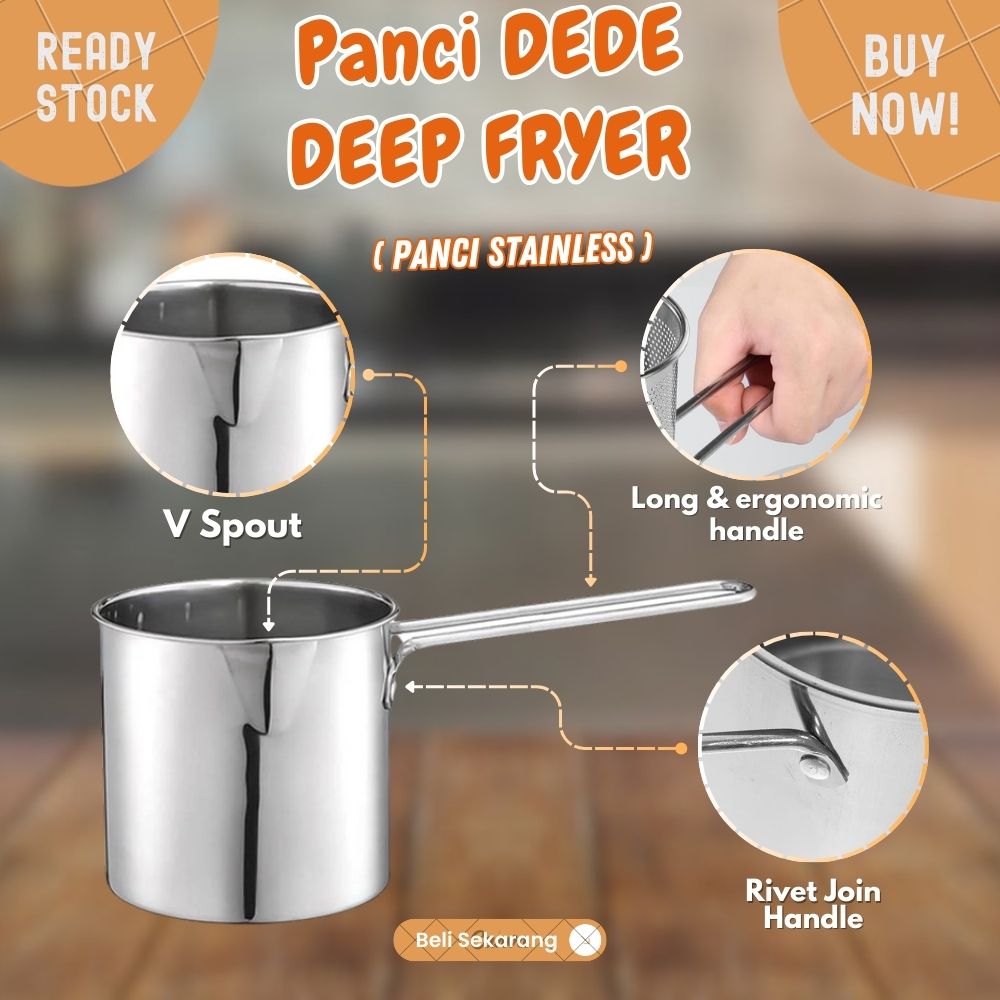 Panci DEDE deep fryer stainless Tebal multifungsi rebus goreng 1200ml - Image 3
