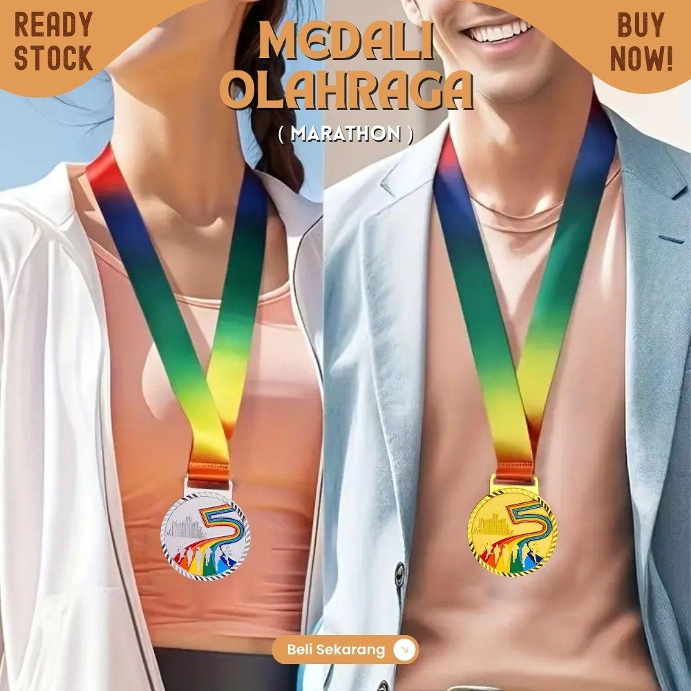 Medali TEBAL metal marathon lari Running CITY 7cm Free PITA Leher - Image 2
