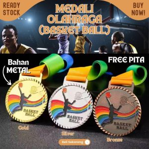 Medali TEBAL metal basketball bola basket 7cm Free PITA Leher