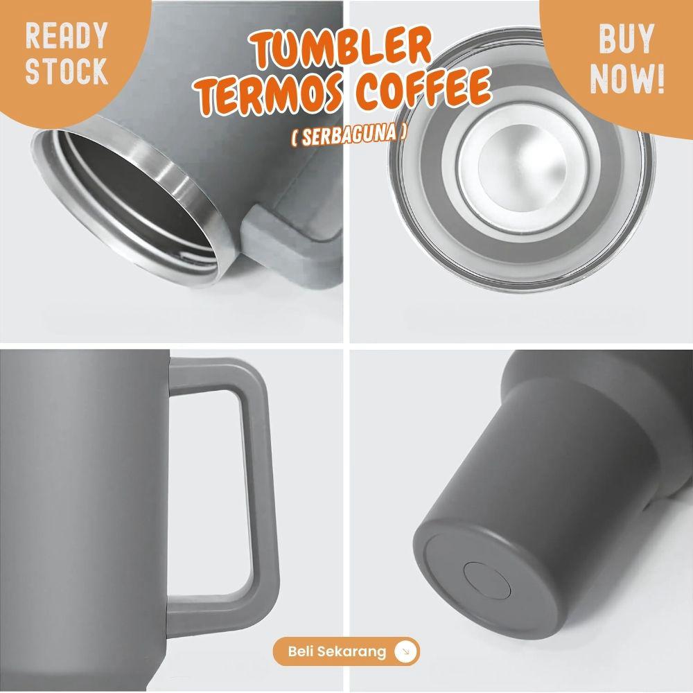 mug tumbler 40oz jumbo 1200ml tahan panas dan dingin dengan sedotan - Image 2