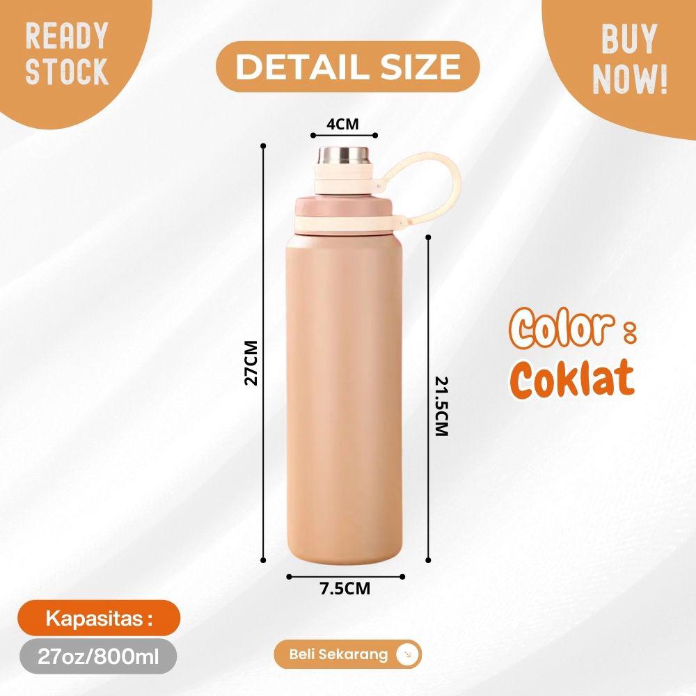 botol air tumbler 27oz besar 800ml tahan panas dan dingin Natural - Image 6