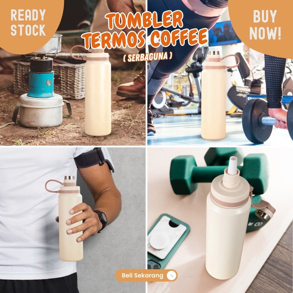 botol air tumbler 27oz besar 800ml tahan panas dan dingin Natural - Image 4