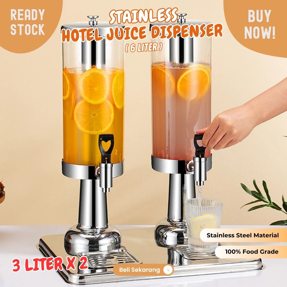 Hotel Juice Dispenser 3Lx2 Stainless dispenser tower Double tank 6L - Image 2