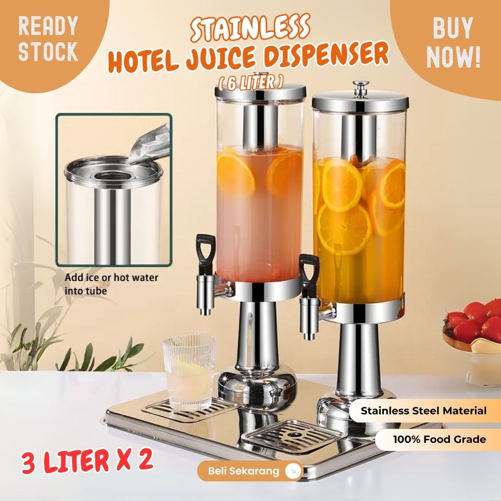 Hotel Juice Dispenser 3Lx2 Stainless dispenser tower Double tank 6L
