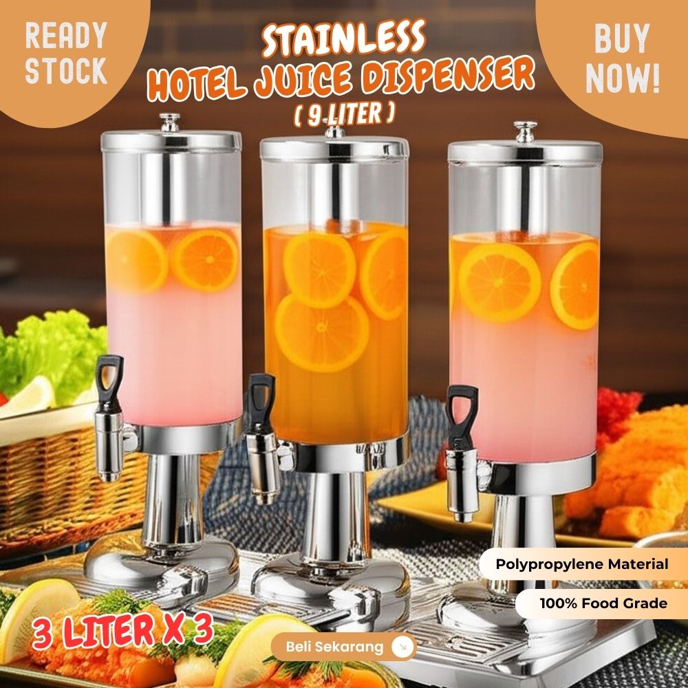 Hotel Juice Dispenser 3Lx3 Stainless dispenser tower TRIPLE tank 9L - Image 2