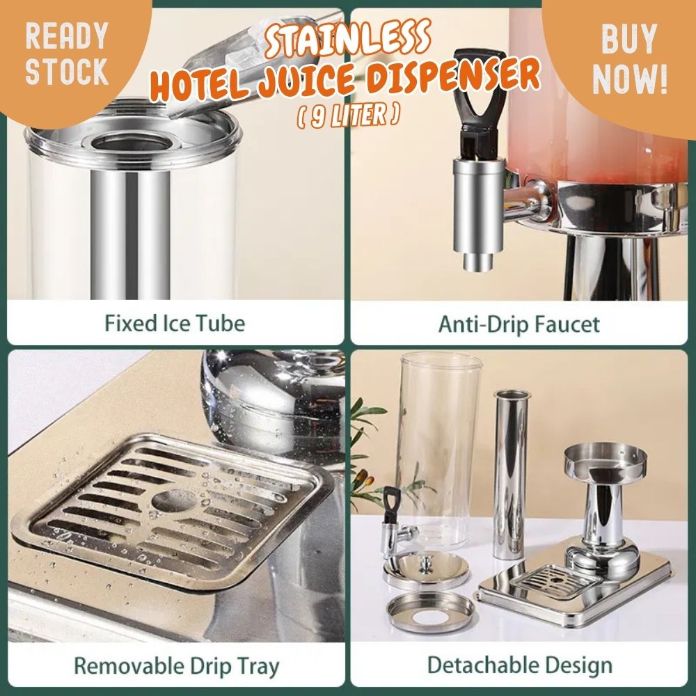 Hotel Juice Dispenser 3Lx3 Stainless dispenser tower TRIPLE tank 9L - Image 3