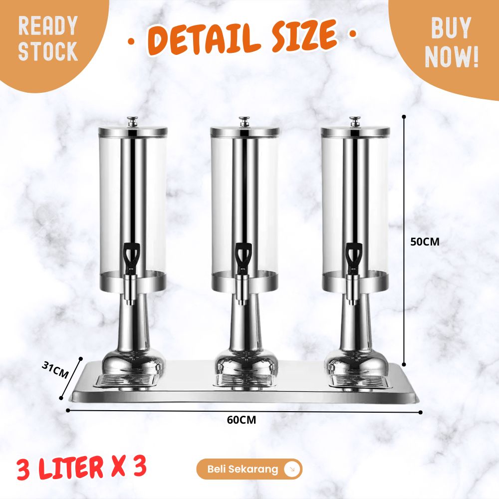 Hotel Juice Dispenser 3Lx3 Stainless dispenser tower TRIPLE tank 9L - Image 6