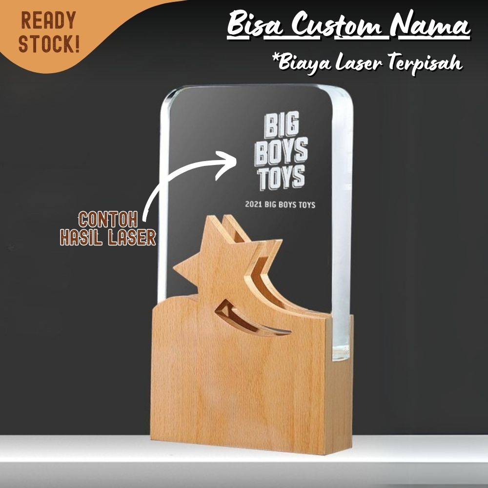 P110 Plakat kristal dengan kayu 23x12cm piagam penghargaan award - Image 3