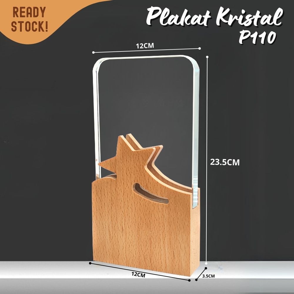 P110 Plakat kristal dengan kayu 23x12cm piagam penghargaan award - Image 7