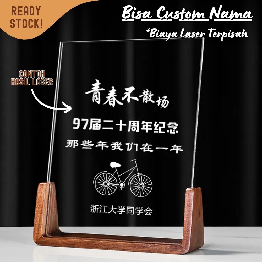 P115 Plakat kristal dengan kayu 22x16cm piagam penghargaan award - Image 3