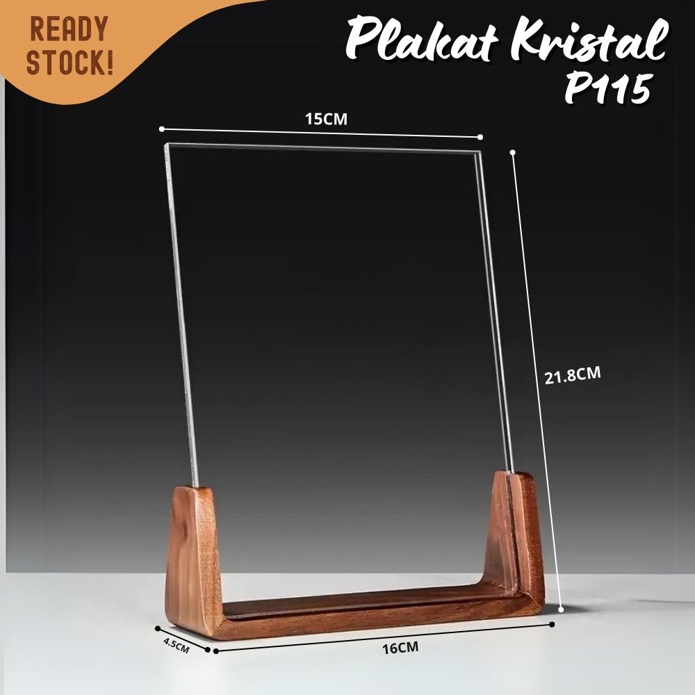 P115 Plakat kristal dengan kayu 22x16cm piagam penghargaan award - Image 5