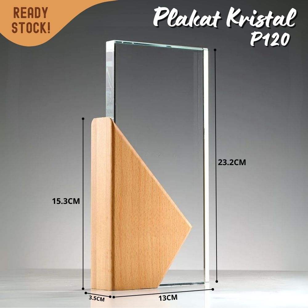 P120 Plakat kristal dengan kayu 23x13cm piagam penghargaan award - Image 4