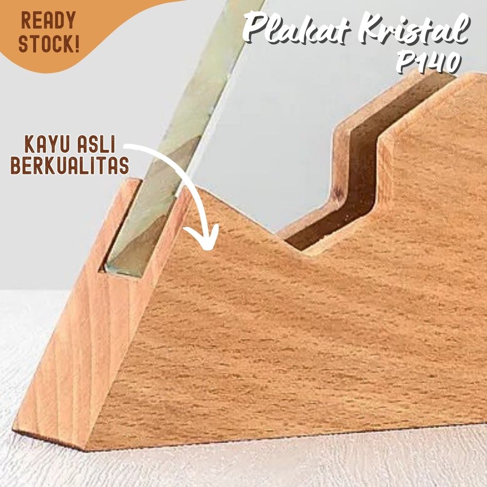 P140 Plakat kristal dengan kayu 20x18cm piagam penghargaan award - Image 2