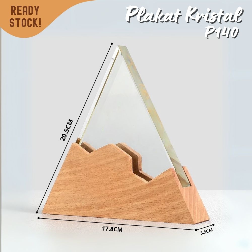 P140 Plakat kristal dengan kayu 20x18cm piagam penghargaan award - Image 5