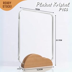 P163 Plakat kristal dengan kayu 22x15cm piagam penghargaan award