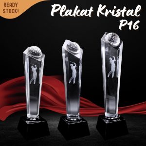 P16-S Plakat kristal GOLF bola 22cm tinggi Crystal kaca Piala medali