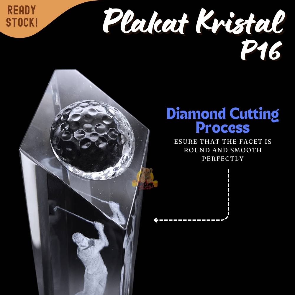 P16-S Plakat kristal GOLF bola 22cm tinggi Crystal kaca Piala medali - Image 2