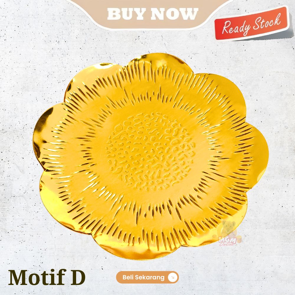 Piring Buah kurma Stainless Emas 15cm 6pc dengan Stand kue permen - Motif E - Image 9