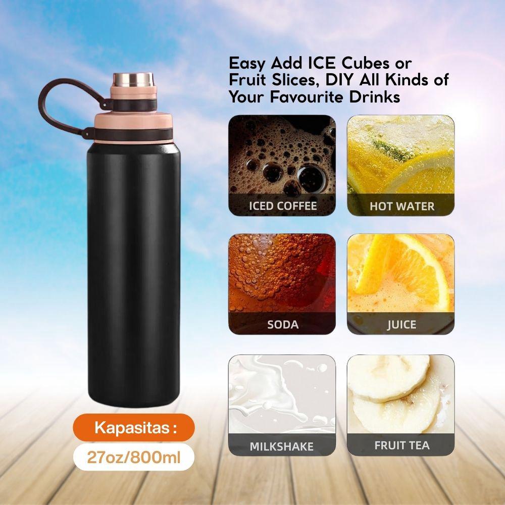 botol air tumbler 27oz besar 800ml tahan panas dan dingin Natural - Image 3