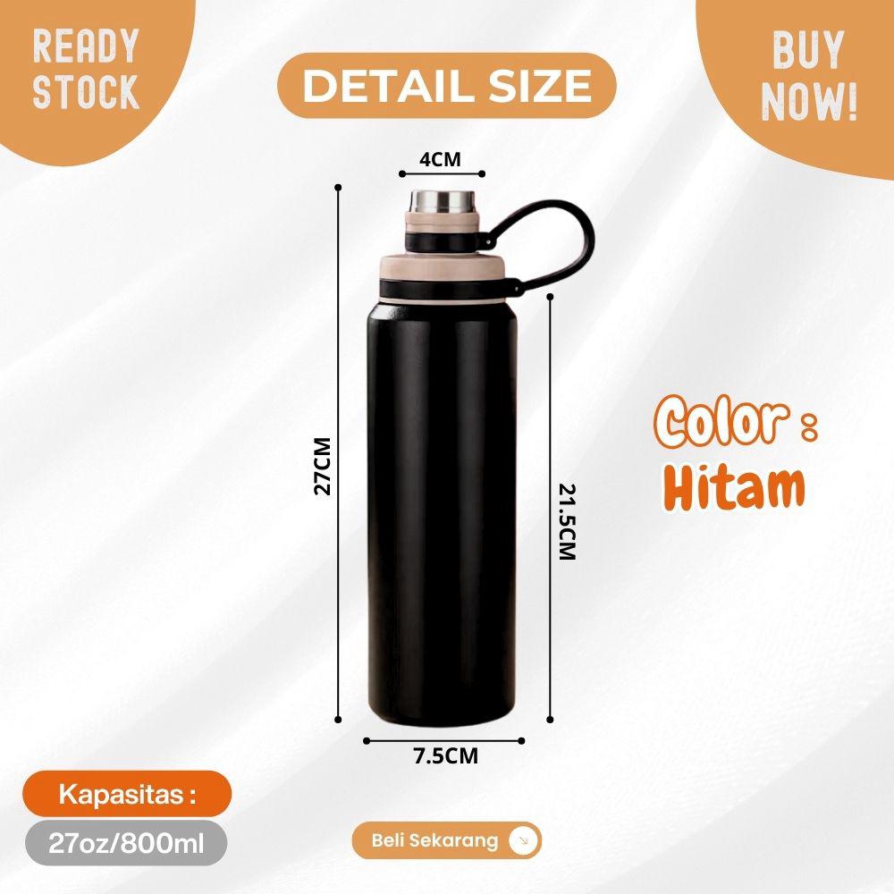 botol air tumbler 27oz besar 800ml tahan panas dan dingin Natural - Image 8