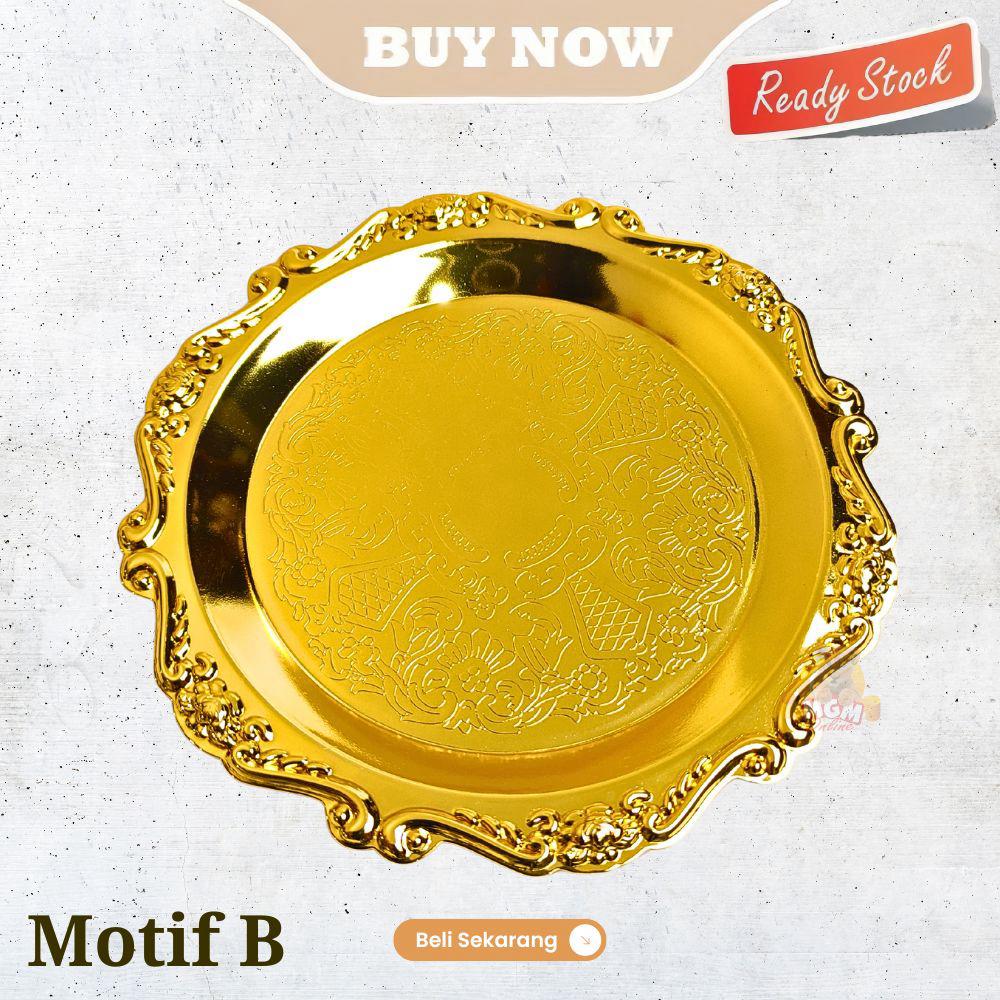 Piring Buah kurma Stainless Emas 15cm 6pc dengan Stand kue permen - Motif E - Image 8