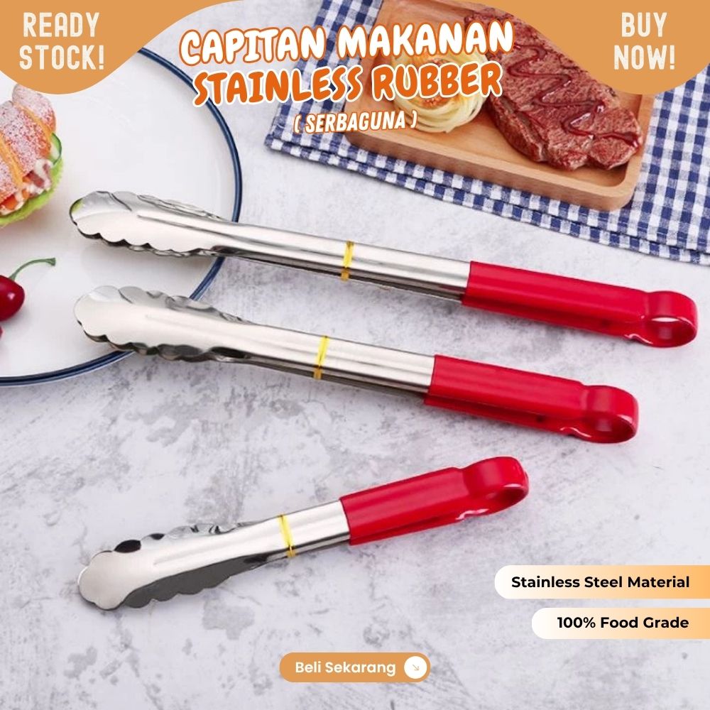 Food Tong Capitan Makanan Stainless GG Silikon 14inch 36cm jepitan - Image 4