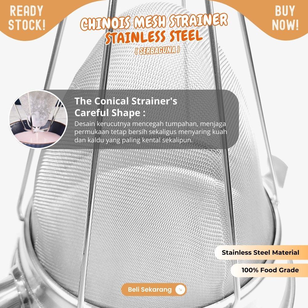 Bouillon Strainer Heavy Duty 25cm 10in Stainless Saringan Kerucut Cone shape - Image 4