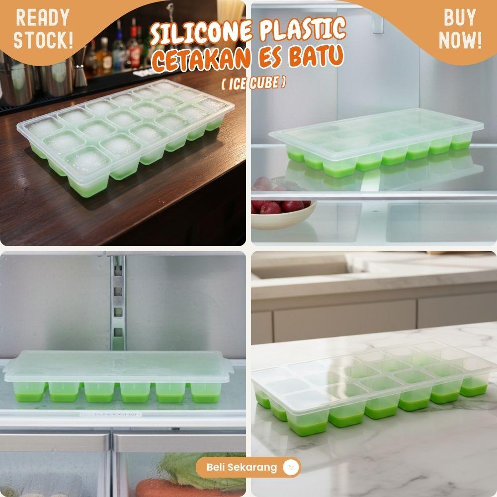 cetakan es batu dengan tutup EASY PRESS silicon tampung 18 butir - Image 6