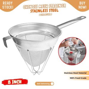 Bouillon Strainer Heavy Duty 20cm 8in Stainless Saringan Kerucut  Cone shape