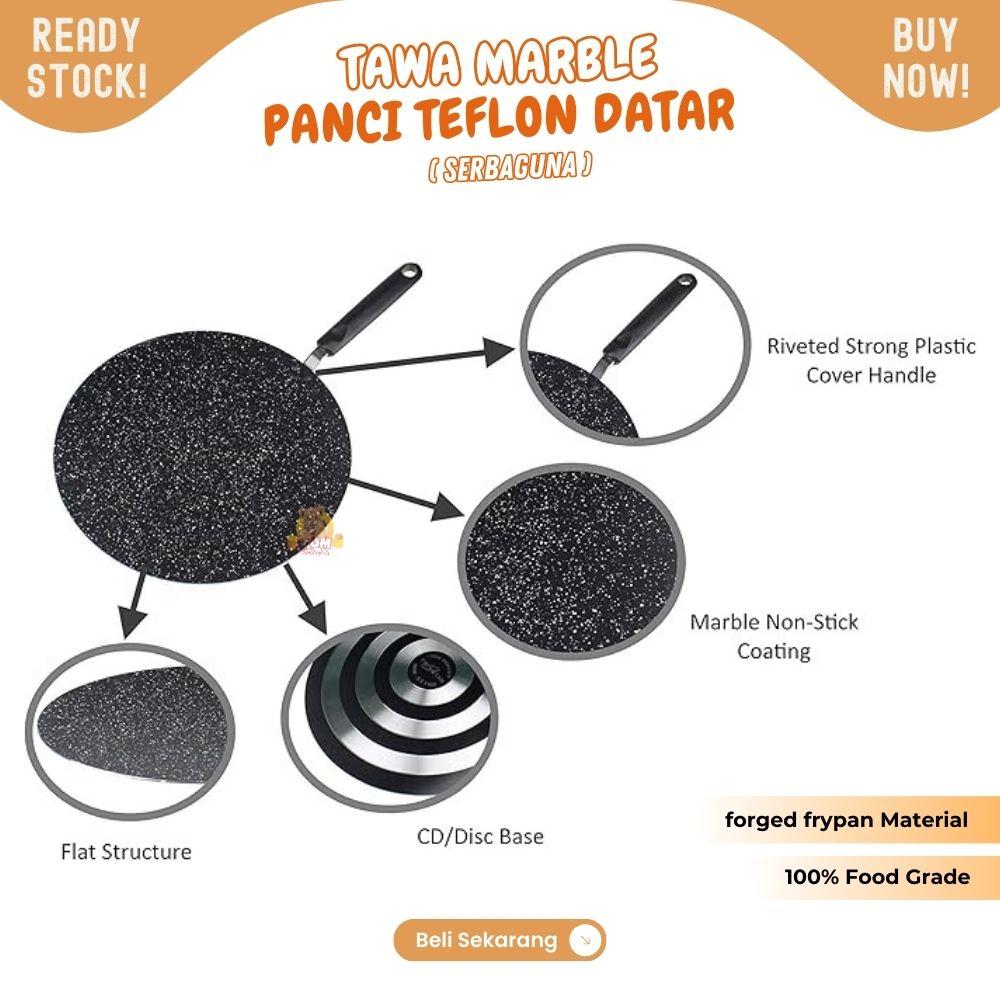 Marble series NON Stick Flat pan 30CM FRYPAN datar pengorengan frypan Rata - Image 4