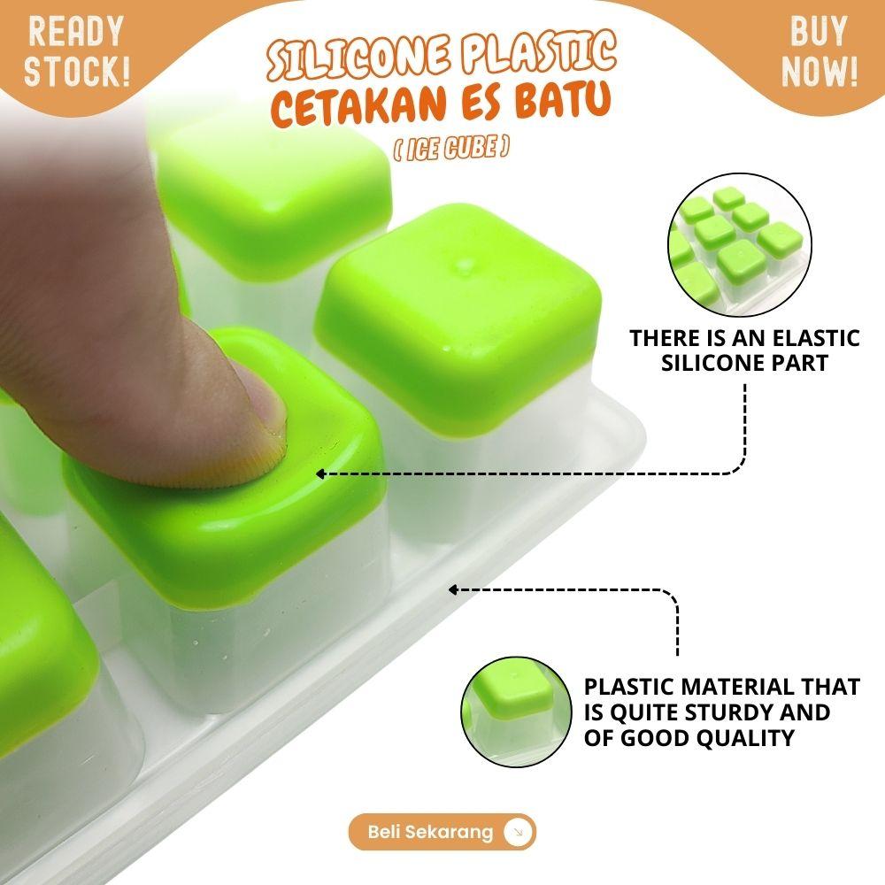 cetakan es batu dengan tutup EASY PRESS silicon tampung 18 butir