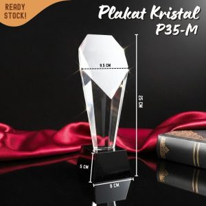 P35-M Plakat kristal 25cm Trophy Crystal kaca Piala award penghargaan premium