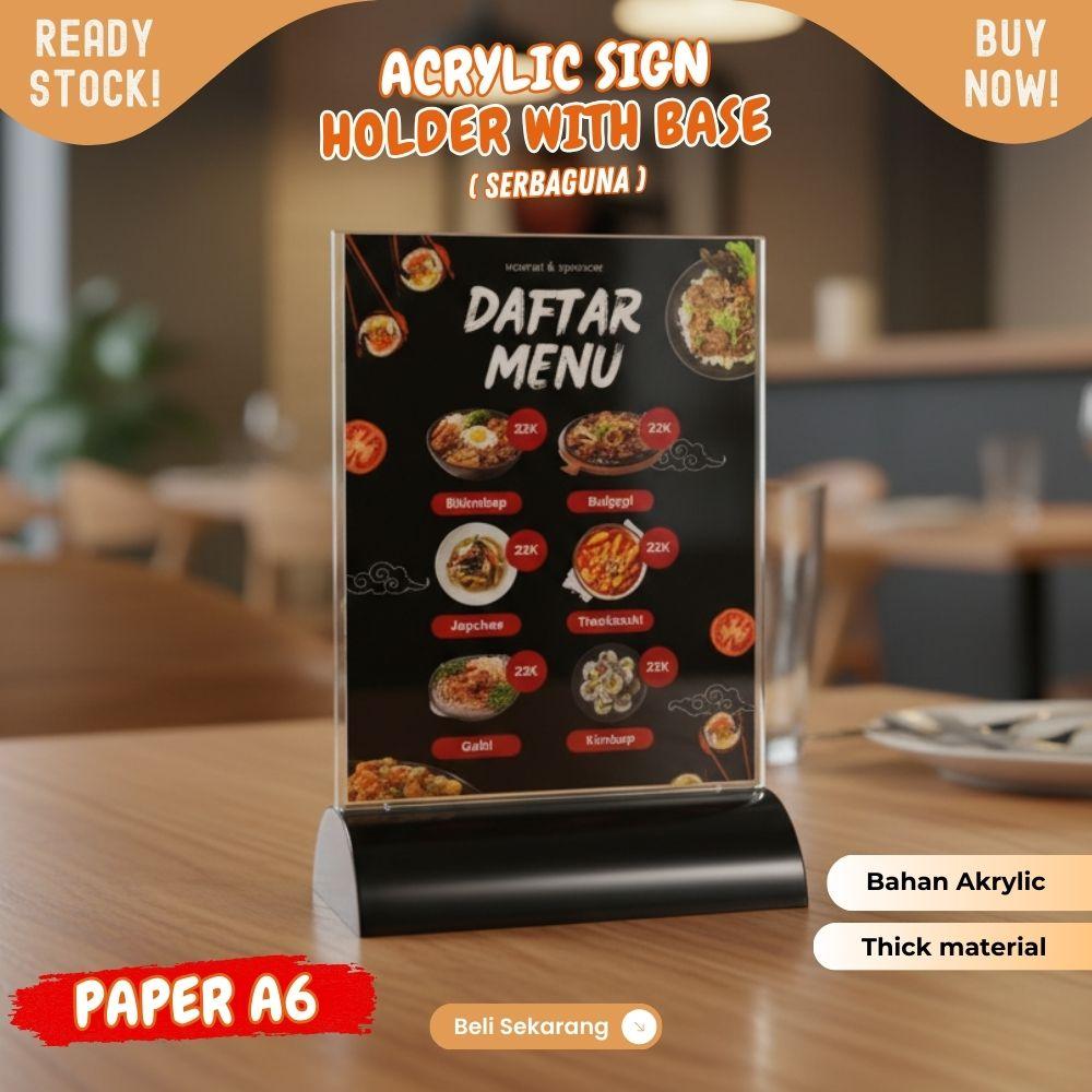 nomor meja restaurant ukuran A6 akrylic daftar menu meja model kaki bulat - Image 3