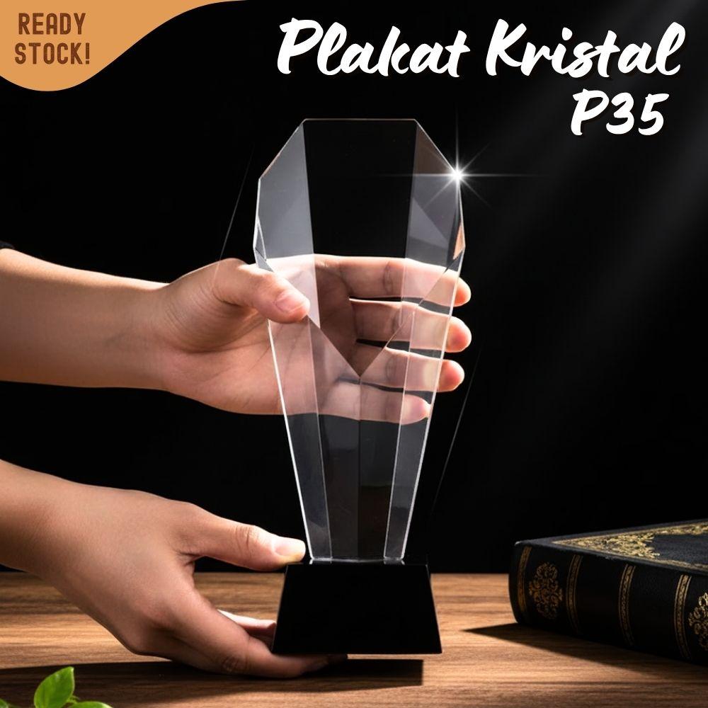 P35-M Plakat kristal 25cm Trophy Crystal kaca Piala award penghargaan premium - Image 3